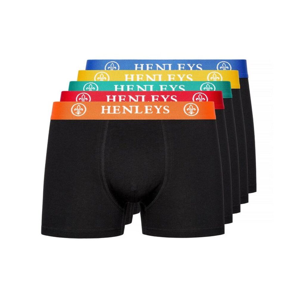 Henleys Mens Primas Boxer Shorts (Pack of 5) / Black
